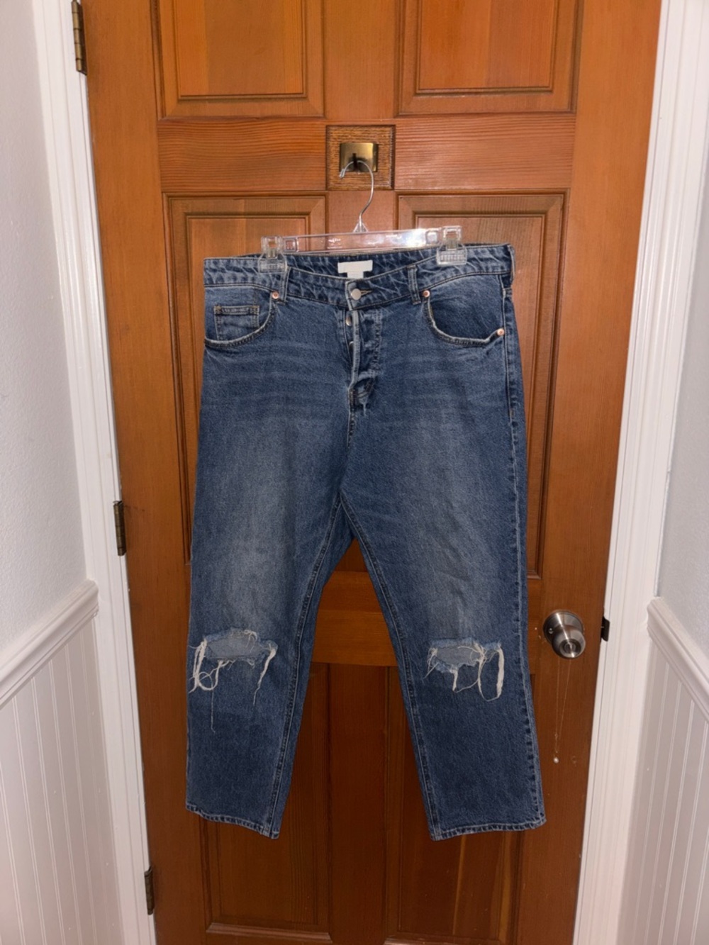 Distressed Blue Denim Jeans